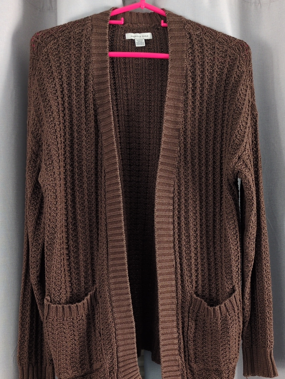 American Eagle Outfitters Brown Open-Front Ribbed Cardigan